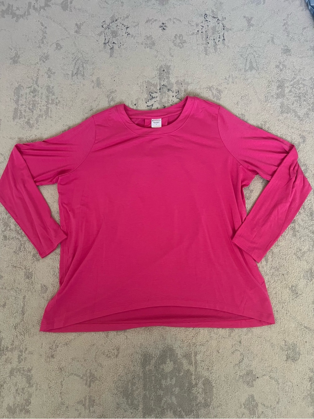 Athleta Long Sleeve Crewneck Top - Hot Pink